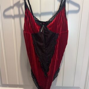 Amazon Red and Black Lace Bodysuit